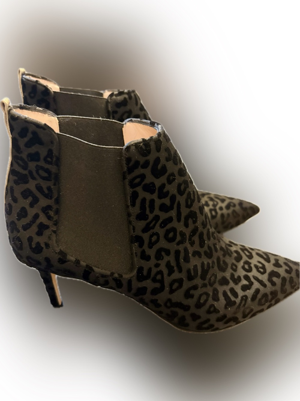 SJP by Sarah Jessica Parker Black Leopard-Print Pointed Toe Ankle Boot
